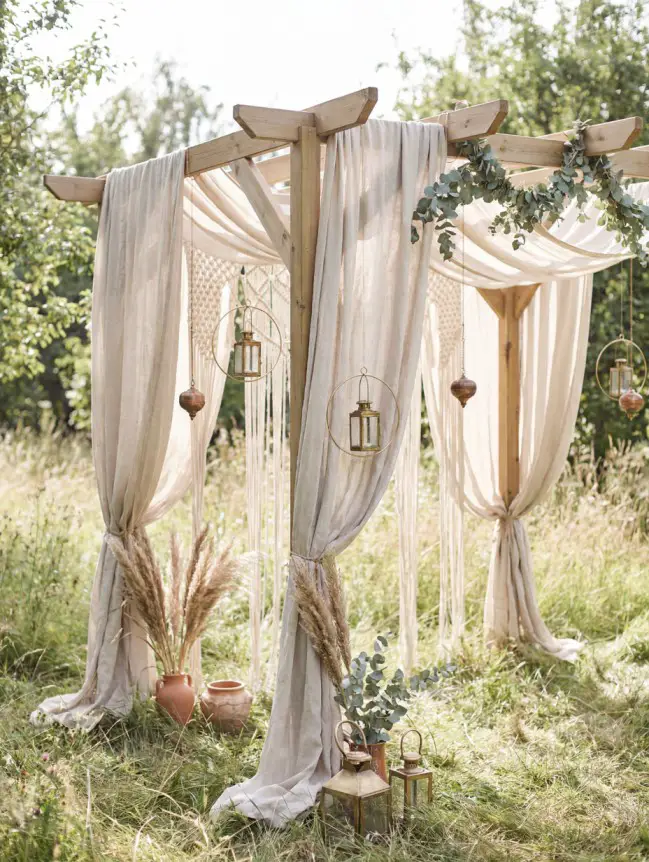 Boho Pergola Wedding Decoration Ideas