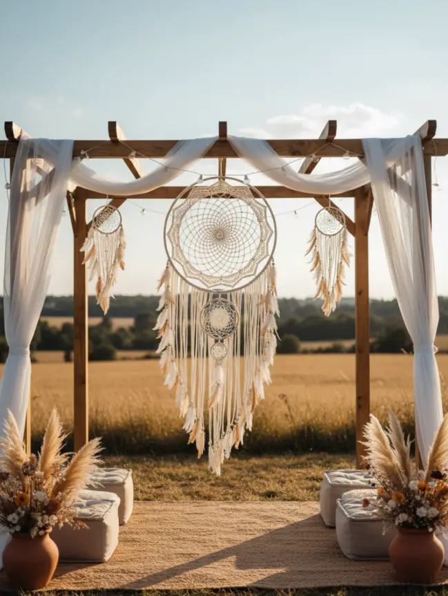 Boho Pergola Wedding Decoration Ideas