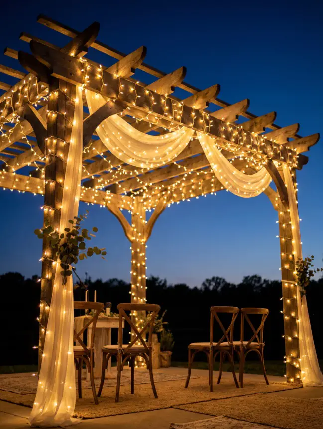 Boho Pergola Wedding Decoration Ideas