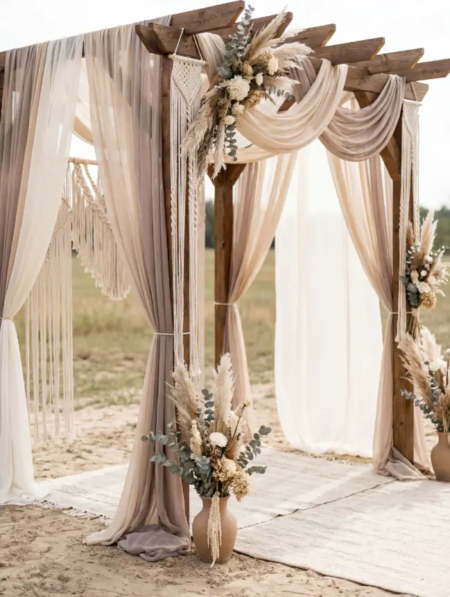 Boho Pergola Wedding Decoration Ideas