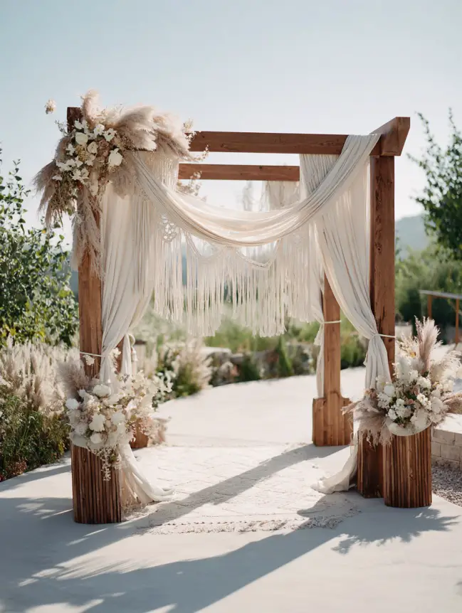 Boho Pergola Wedding Decoration Ideas