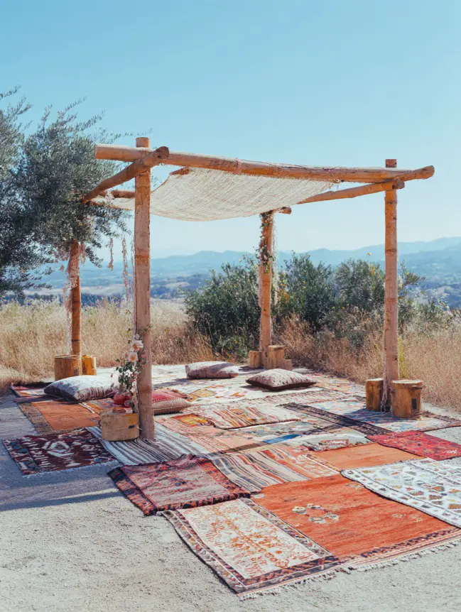 Boho Pergola Wedding Decoration Ideas