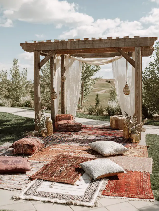 Boho Pergola Wedding Decoration Ideas