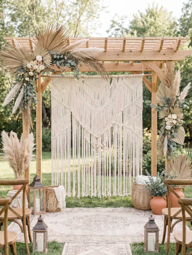 Boho Pergola Wedding Decoration Ideas