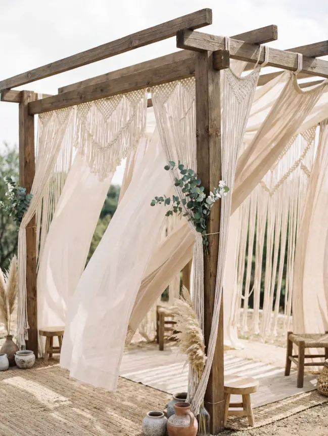 Boho Pergola Wedding Decoration Ideas