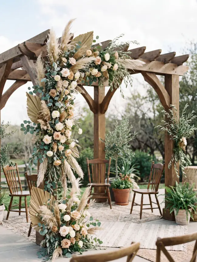 Boho Pergola Wedding Decoration Ideas