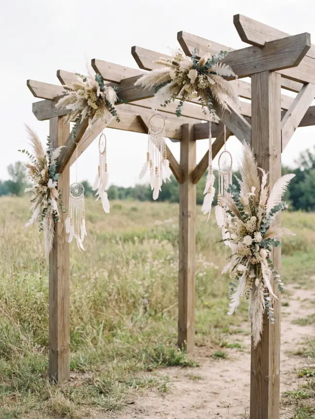 Boho Pergola Wedding Decoration Ideas