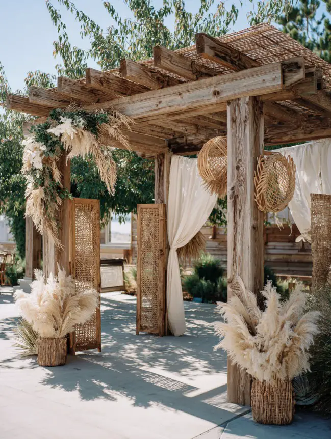 Boho Pergola Wedding Decoration Ideas