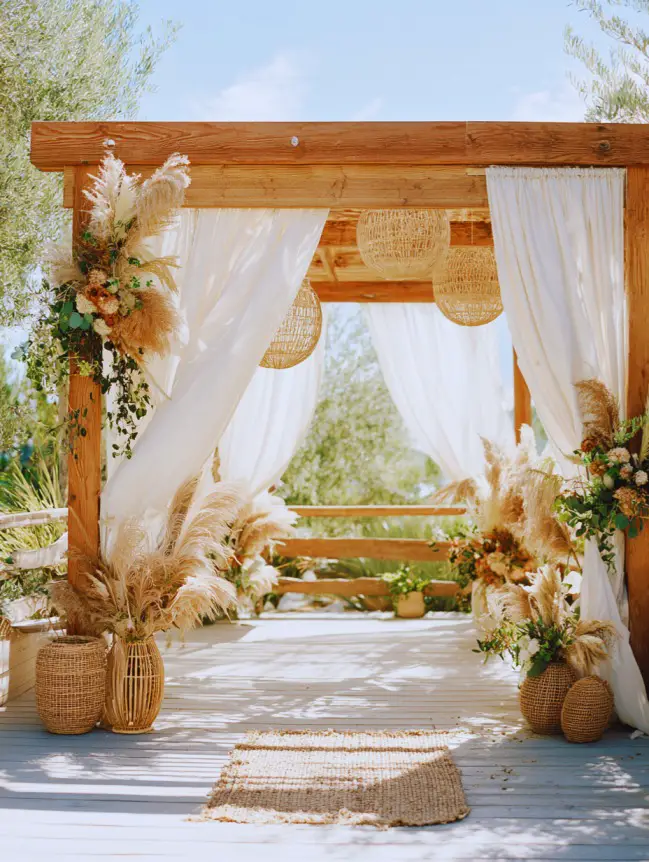 Boho Pergola Wedding Decoration Ideas