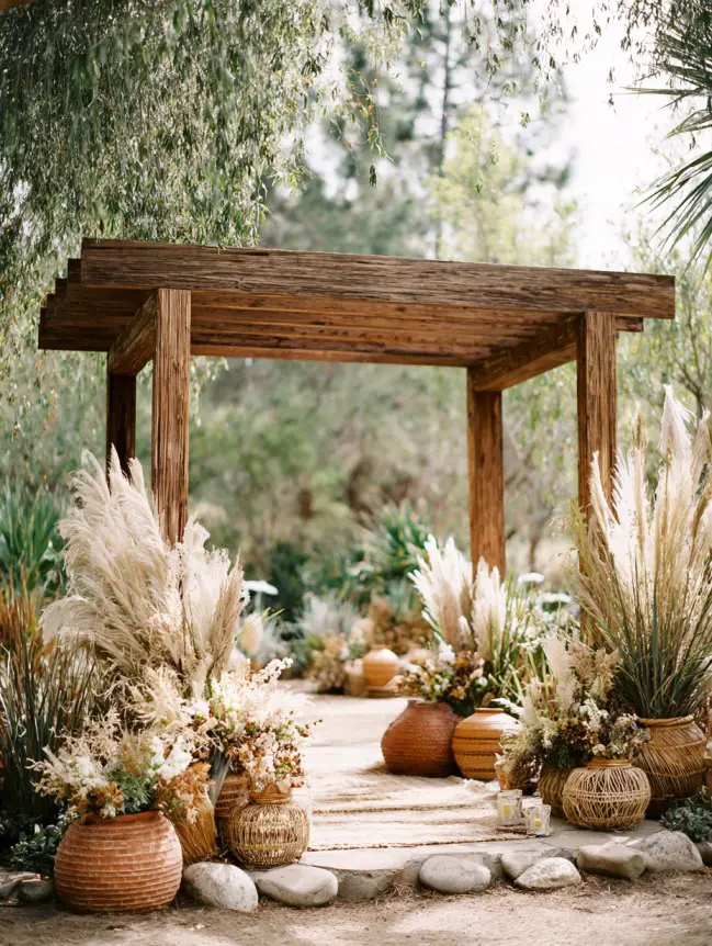 Boho Pergola Wedding Decoration Ideas