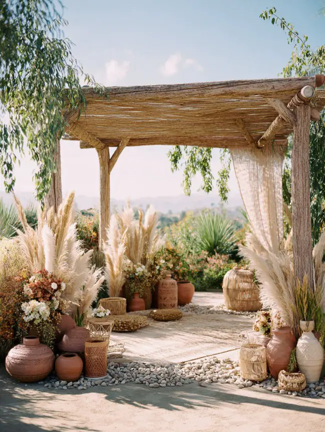 Boho Pergola Wedding Decoration Ideas