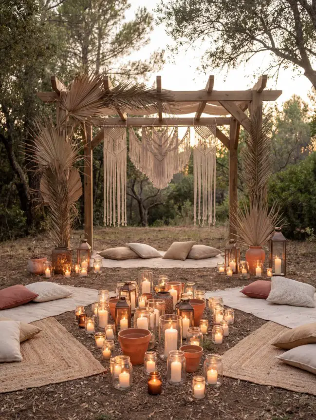 Boho Pergola Wedding Decoration Ideas