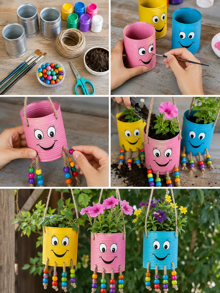 Bird-Shaped Hanging Planters From Recycled Bowls or Containers