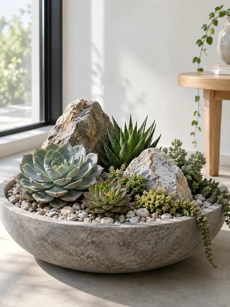 46 Beautiful Indoor Pebble Garden Ideas for Modern Homes - image 07