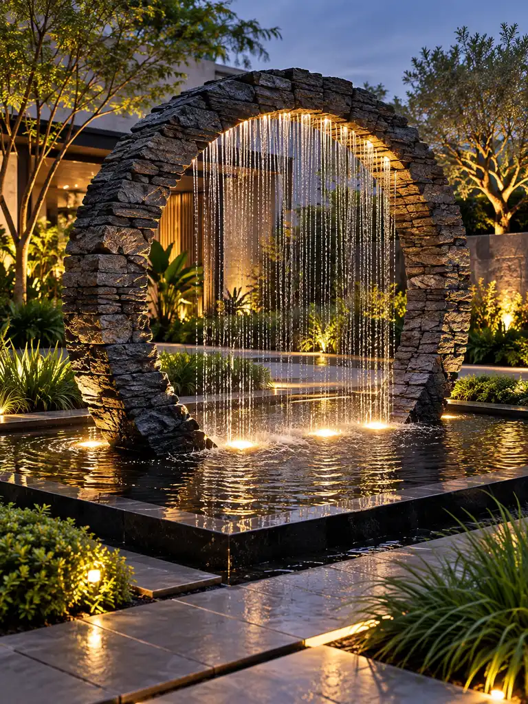 45 Beautiful Outdoor Waterfall Fountain Ideas for Gardens and Patios - image 08