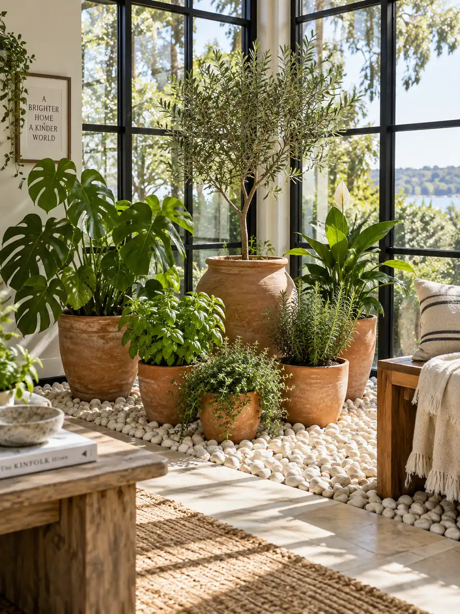 46 Beautiful Indoor Pebble Garden Ideas for Modern Homes - image 40
