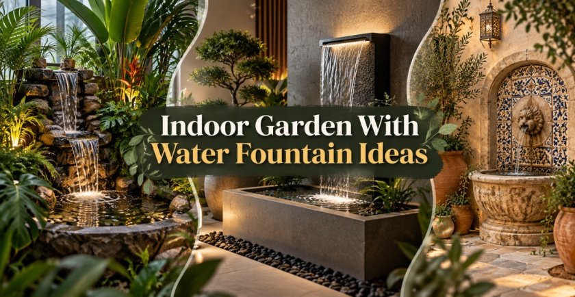 Indoor Garden With Water Fountain Ideas