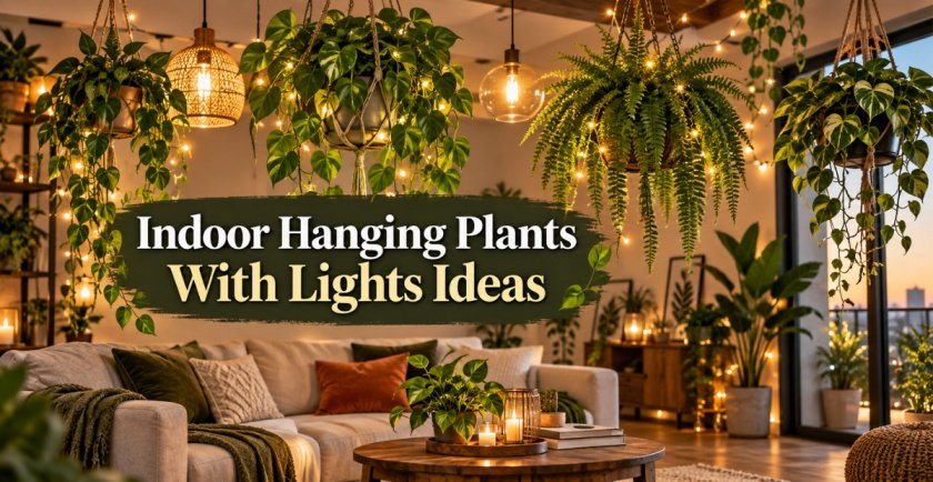 indoor hanging plants with lights ideas