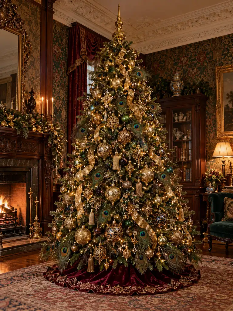 45 Unique Vintage Peacock Christmas Tree Ideas for a Grand Holiday Display - image 01