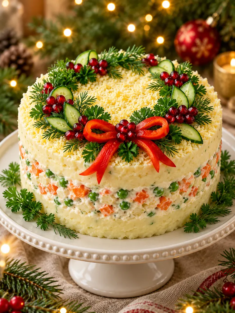 23 Festive Vegetarian Salad Cake Recipes for Christmas and Special Occasions - image 01