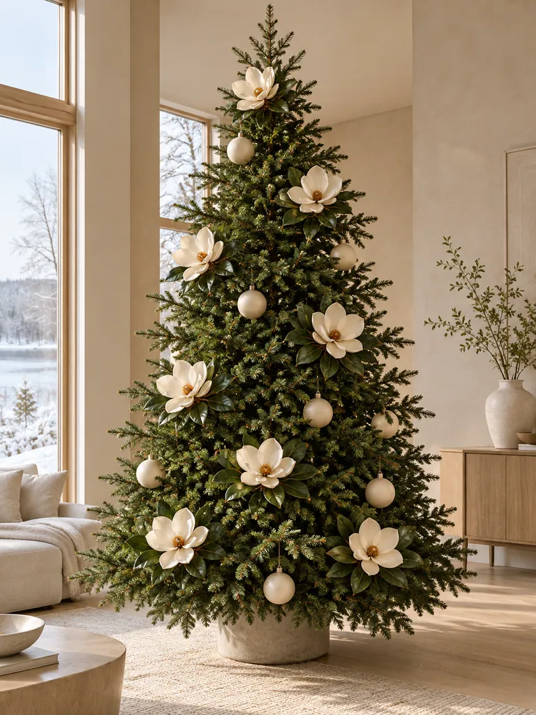 45 Modern Floral Christmas Tree Ideas for Chic and Stylish Holiday Decor - image 02