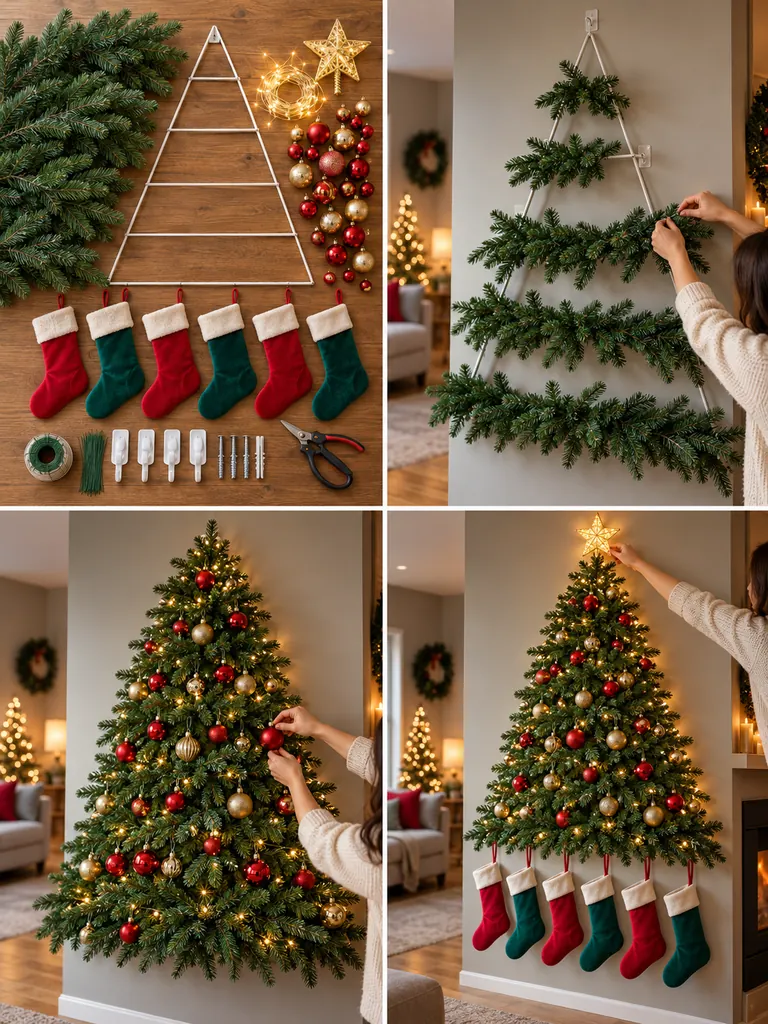 23 DIY Wall Christmas Tree Ideas That Save Space and Look Magical - image 02