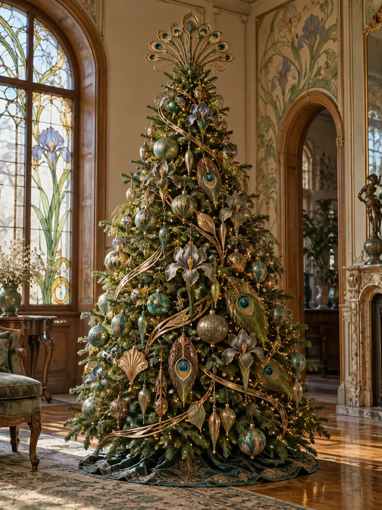 45 Unique Vintage Peacock Christmas Tree Ideas for a Grand Holiday Display - image 03