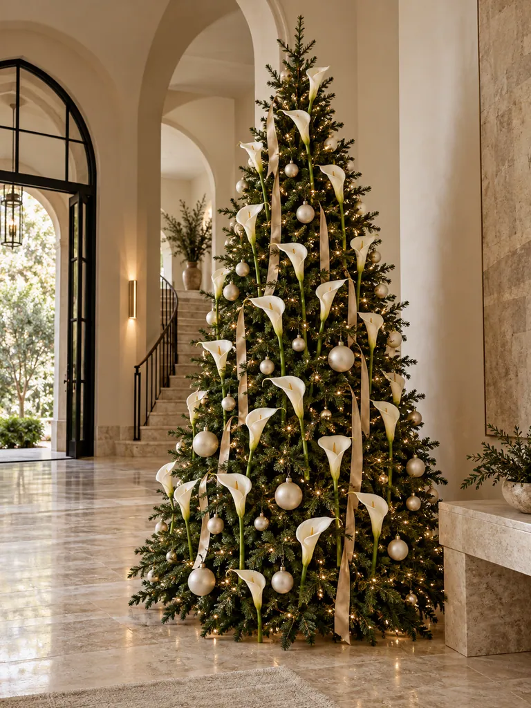 45 Modern Floral Christmas Tree Ideas for Chic and Stylish Holiday Decor - image 03