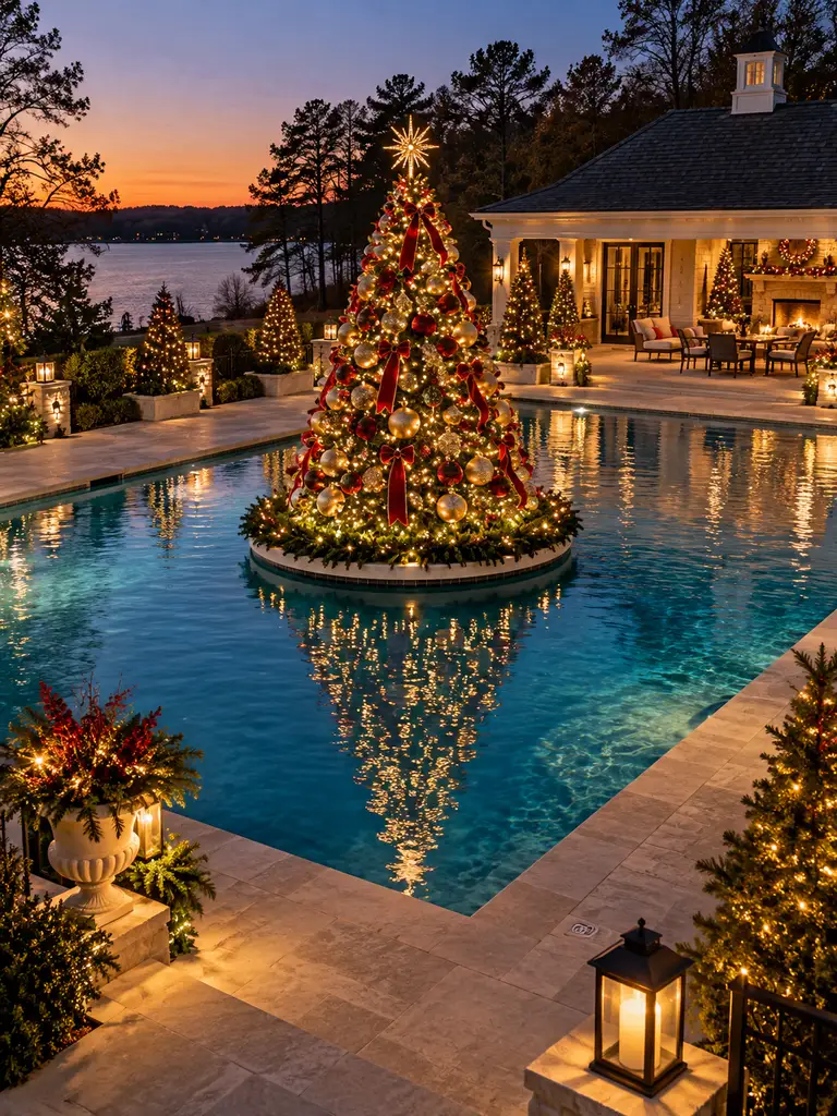 45 Gorgeous Outdoor Pool Christmas Decor Ideas for a Magical Holiday Backyard - image 03