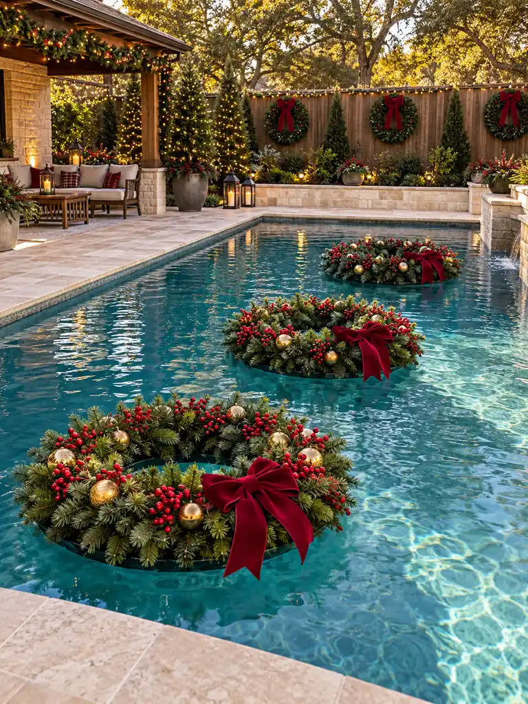 45 Gorgeous Outdoor Pool Christmas Decor Ideas for a Magical Holiday Backyard - image 05
