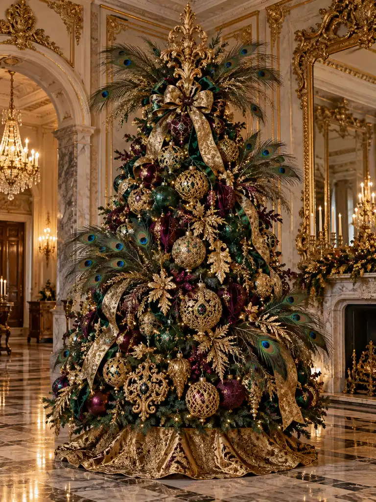 45 Unique Vintage Peacock Christmas Tree Ideas for a Grand Holiday Display - image 06