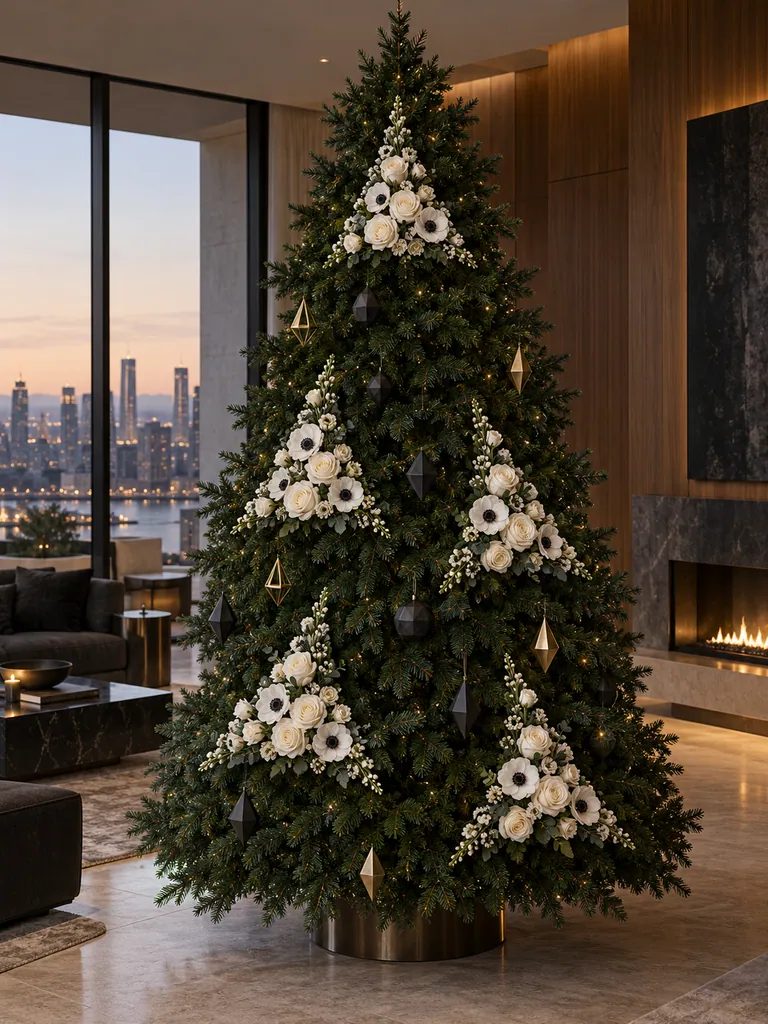 45 Modern Floral Christmas Tree Ideas for Chic and Stylish Holiday Decor - image 06