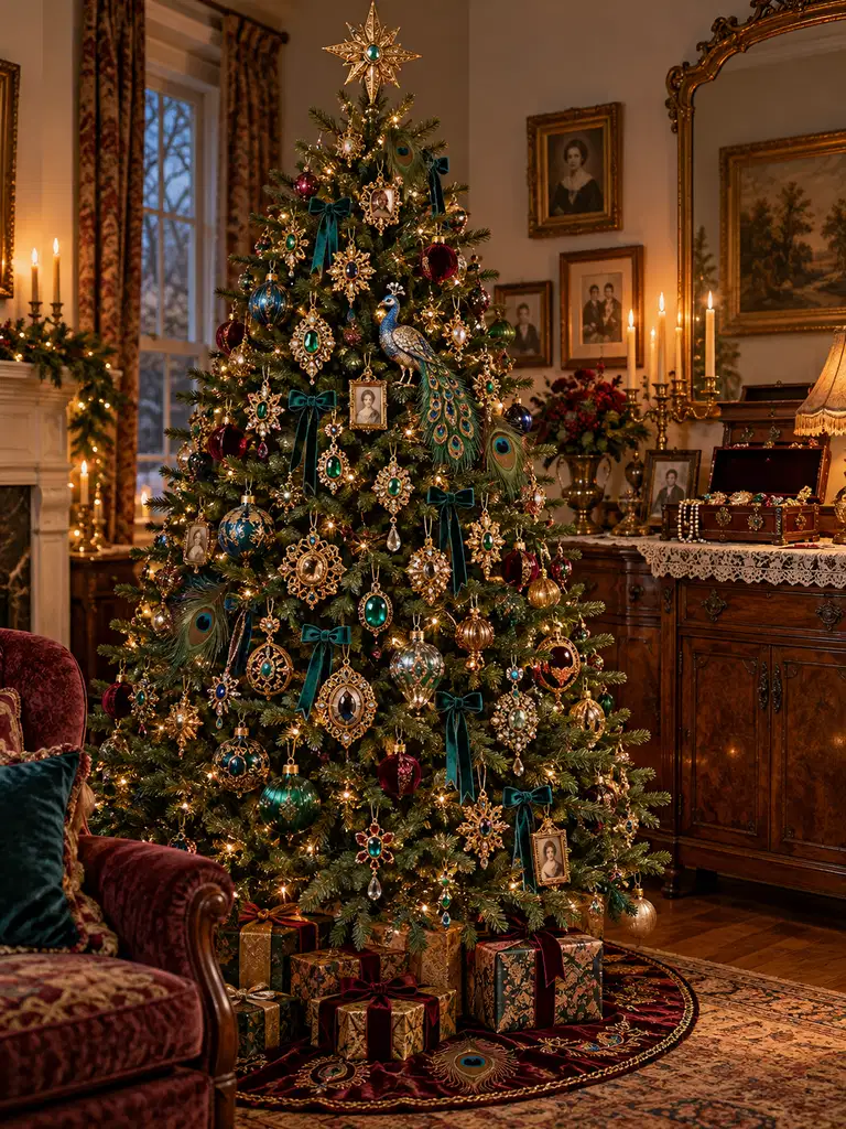 45 Unique Vintage Peacock Christmas Tree Ideas for a Grand Holiday Display - image 07