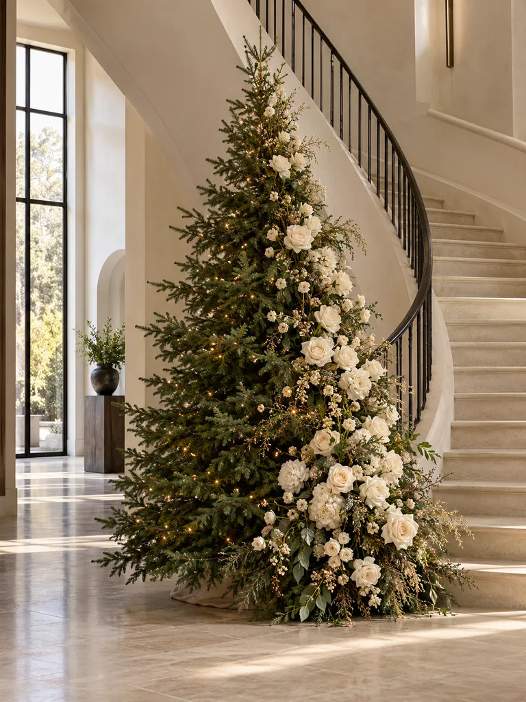 45 Modern Floral Christmas Tree Ideas for Chic and Stylish Holiday Decor - image 07