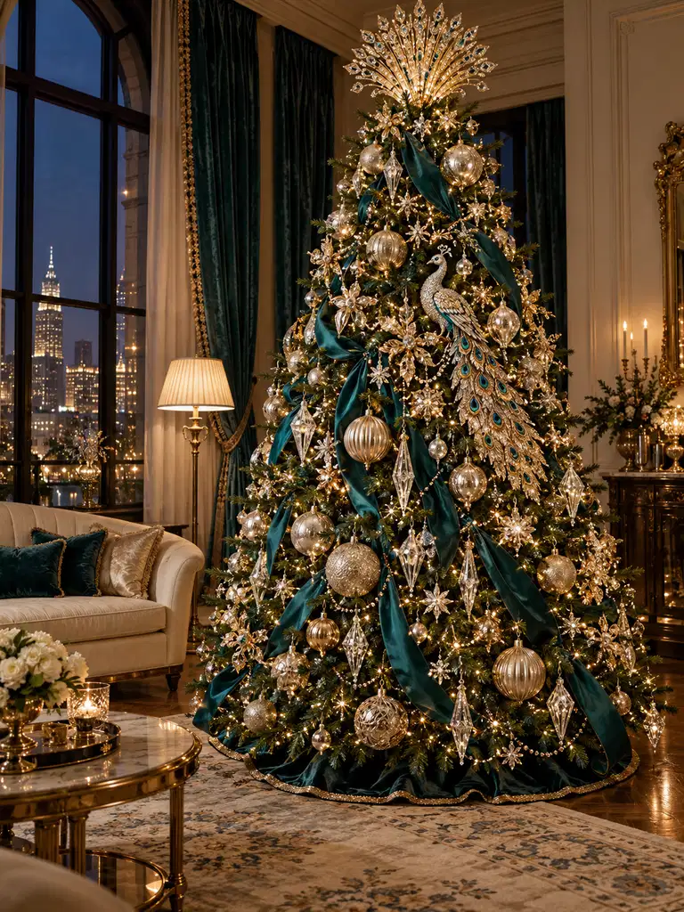 45 Unique Vintage Peacock Christmas Tree Ideas for a Grand Holiday Display - image 08