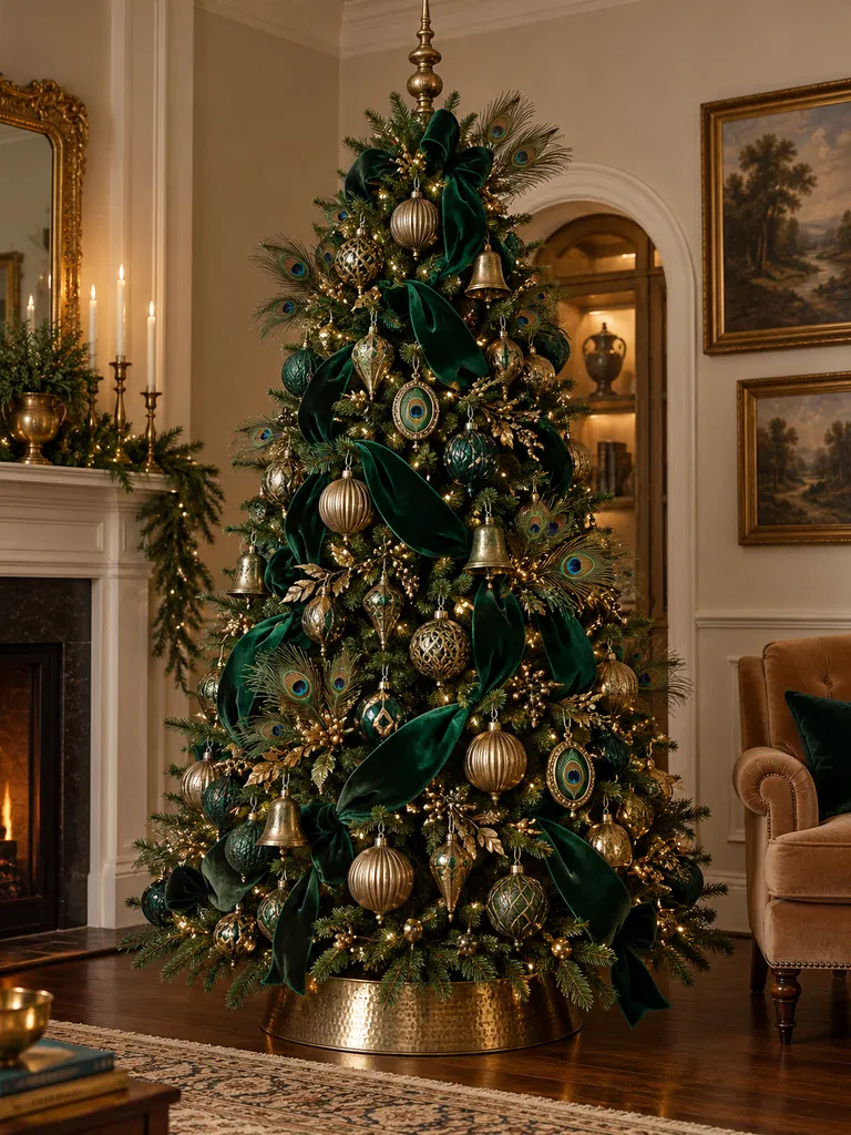 45 Unique Vintage Peacock Christmas Tree Ideas for a Grand Holiday Display - image 10