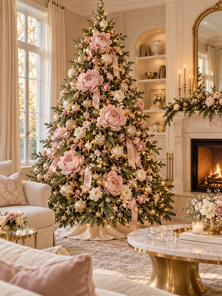 45 Modern Floral Christmas Tree Ideas for Chic and Stylish Holiday Decor - image 10