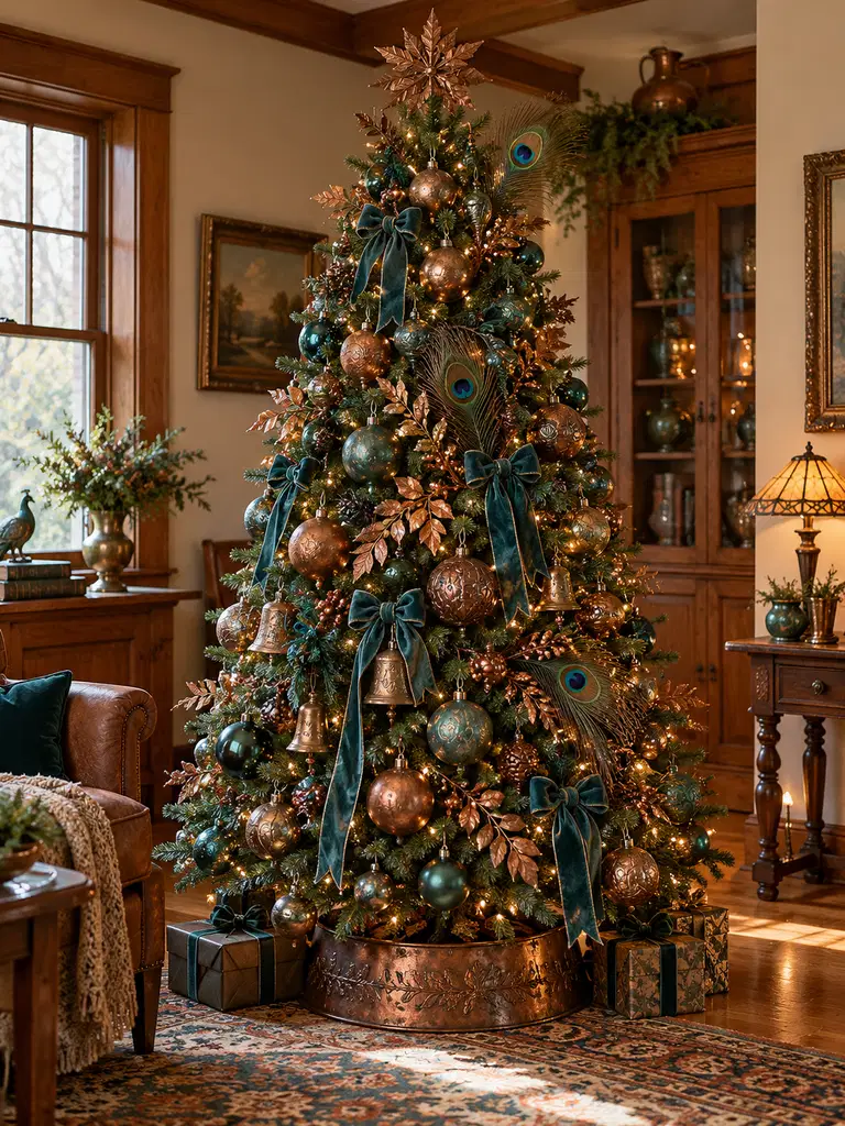45 Unique Vintage Peacock Christmas Tree Ideas for a Grand Holiday Display - image 12