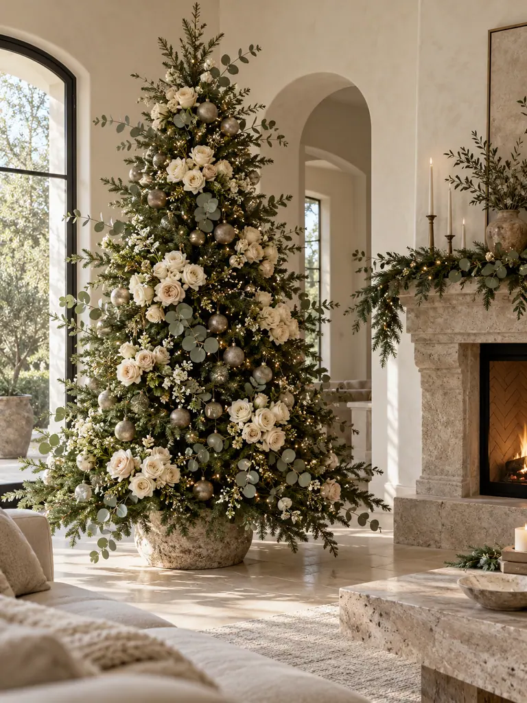 45 Modern Floral Christmas Tree Ideas for Chic and Stylish Holiday Decor - image 13