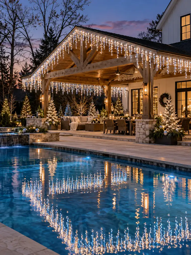 45 Gorgeous Outdoor Pool Christmas Decor Ideas for a Magical Holiday Backyard - image 13