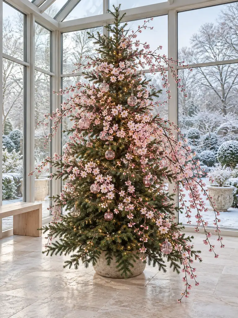 45 Modern Floral Christmas Tree Ideas for Chic and Stylish Holiday Decor - image 14