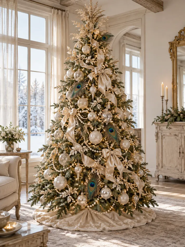 45 Unique Vintage Peacock Christmas Tree Ideas for a Grand Holiday Display - image 15