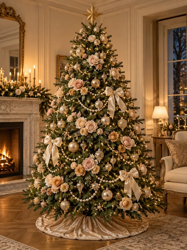 45 Modern Floral Christmas Tree Ideas for Chic and Stylish Holiday Decor - image 15