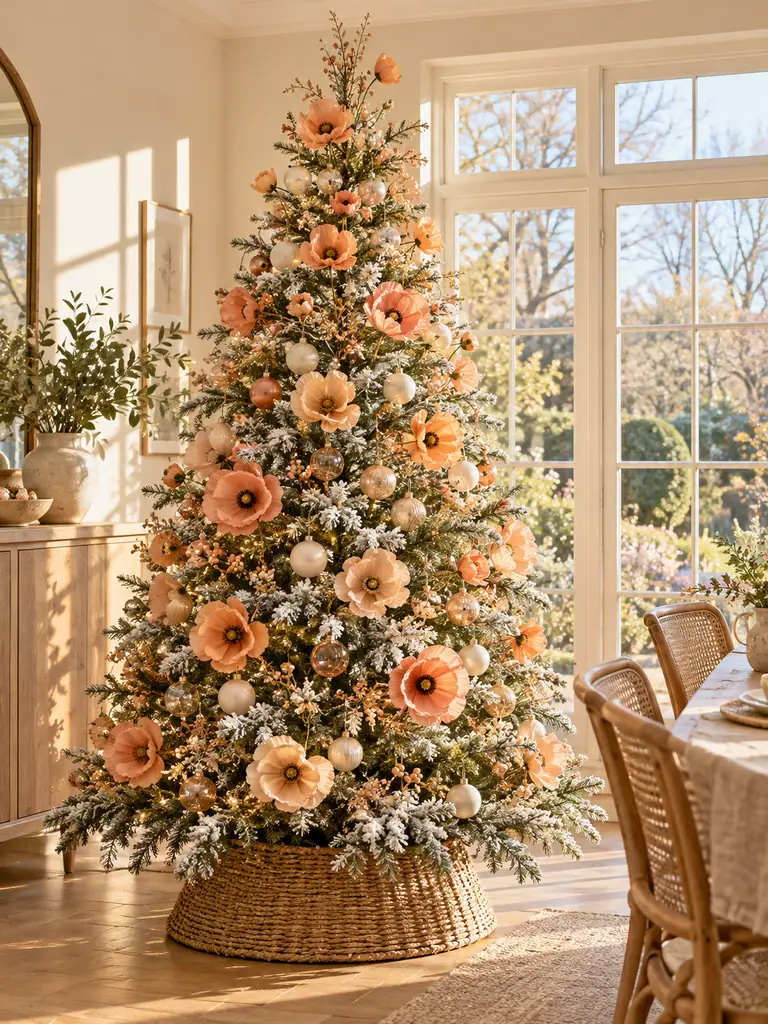 45 Modern Floral Christmas Tree Ideas for Chic and Stylish Holiday Decor - image 16