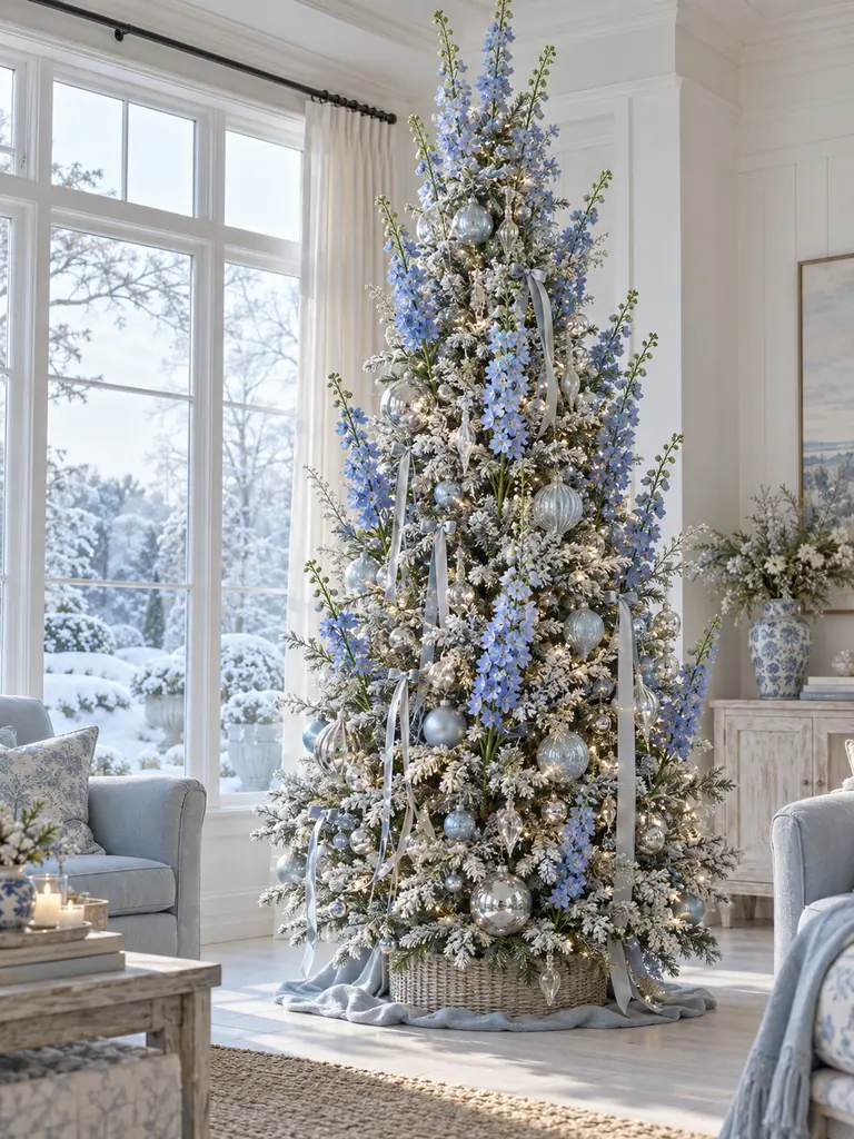 45 Modern Floral Christmas Tree Ideas for Chic and Stylish Holiday Decor - image 17