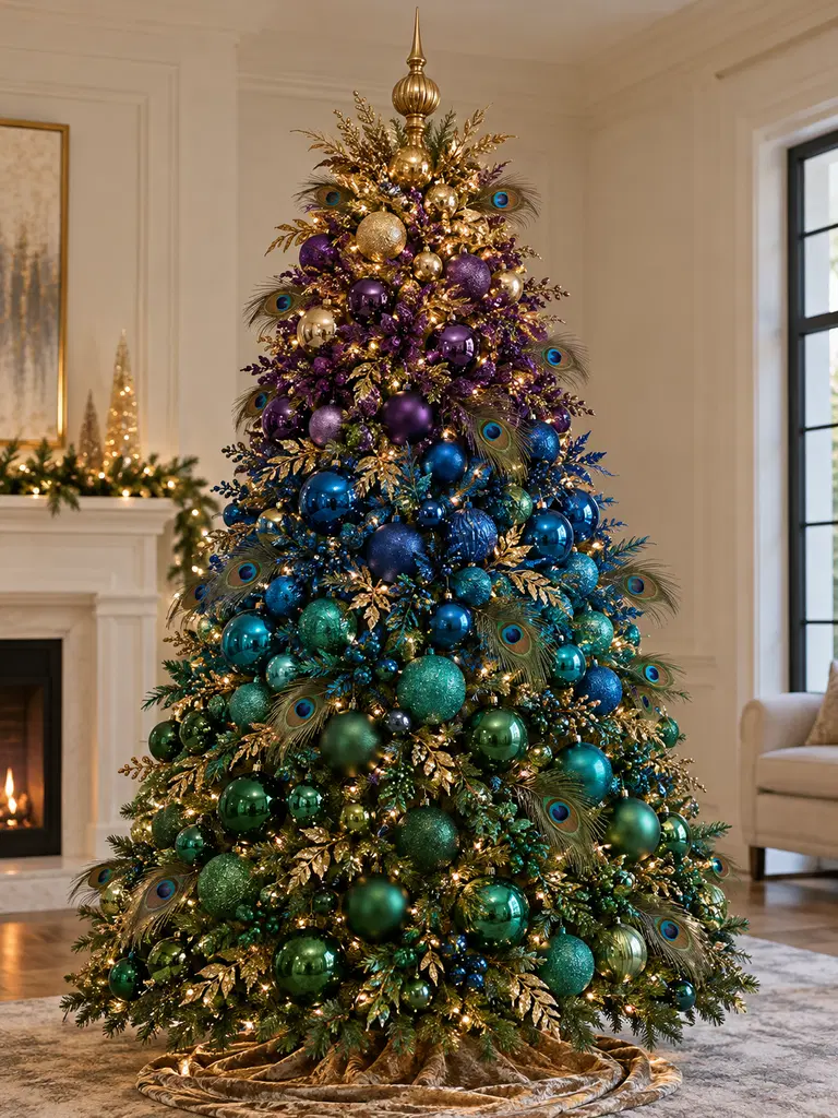 45 Unique Vintage Peacock Christmas Tree Ideas for a Grand Holiday Display - image 18