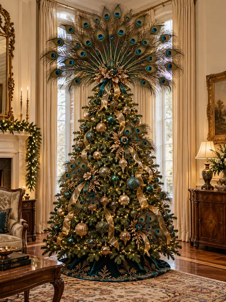 45 Unique Vintage Peacock Christmas Tree Ideas for a Grand Holiday Display - image 19