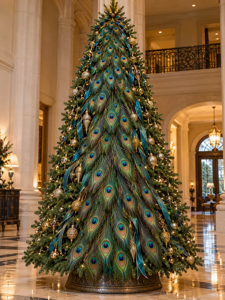 45 Unique Vintage Peacock Christmas Tree Ideas for a Grand Holiday Display - image 20