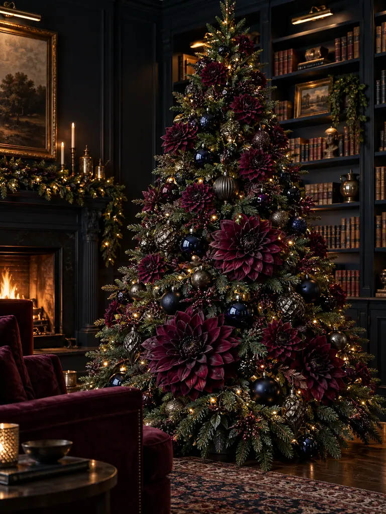 45 Modern Floral Christmas Tree Ideas for Chic and Stylish Holiday Decor - image 21