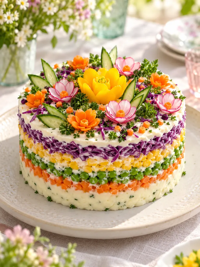 23 Festive Vegetarian Salad Cake Recipes for Christmas and Special Occasions - image 21